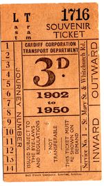 Tram ticket: Last Cardiff Tram souvenir, 20th February, 1950