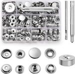 260 PCS Heavy Duty Snap Fasteners Press Studs Kit +Poppers Leather Button Tool
