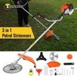 52cc 2500W Petrol Grass Trimmer Brush Cutter 3-in-1 Garden Strimmer 2-Stroke NEW