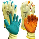 24 PAIRS LATEX COATED ORANGE RUBBER SAFETY WORK GLOVES MENS BUILDERS GARDENING