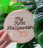 Personalised My First Halloween Milestone Hoops, Pumpkins Framed Embroidery Hoop