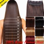 Real Remy Clip In 100% Human Hair Extensions One Piece 3/4 Full Head Highlight