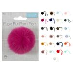 Pom Pom Faux Fur with Ribbon Tie 6cm Diameter Range of Colours Fuzzy Crafts Ball