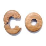 2 X 15mm SOLID OAK COLOUR WOODEN WOOD RADIATOR PIPE COLLARS COVER FLOOR 