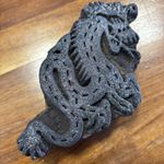 Vintage Hand Carved Wooden Indian Fabric Stamp Textile Block dragon lion 