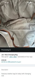 Jem + Bea Leather Changing Bag, Logo Pattern, Includes Changing Mat