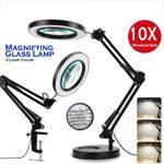 10X Magnifying Glass Desk Light Magnifier LED Lamp Reading Lamp With base&Clamp