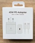 45W Fast Charger & 6FT Cable for Samsung Galaxy Phones - Type-C Adapter Plug UK