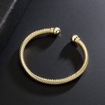 Gold Twisted Torque Bangle | 4mm Adjustable Cuff Bracelet | For Men and Women's
