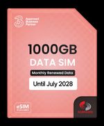 Three + Vodafone 1000GB 5G Monthly Data SIM Prepaid & Preloaded Until July 2028
