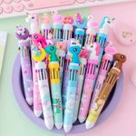 Kids Cartoon Multi-Color Pens – Party Bag Fillers | 10-Color Click Pen Set Gift