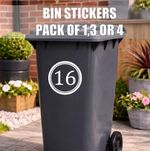 Personalised Bin Number Stickers for Wheelie Bins Decal Vinyl  1/3/4 D10