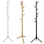 Wooden Coat Stand, Coat Rack Tree 8 Hooks, Hallway Clothes Jacket Hat Hanger