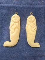 Eskimo Carvings Inuit Art Earings Pendents. Sedna Godess of the Sea Mermaids