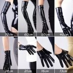 Lady Shiny Patent PU Leather Gloves Wrist Long Wet Look Latex Performance Dance