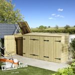 Quadruple Wooden Shiplap Timber Wheelie Bin Store Pent Pressure Treated