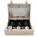WORRY ANGELS - CHOICE OF 2 - BLACK - WHITE - COMES IN A BLACK VELVET POUCH