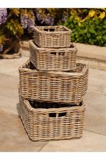 Kubu Wicker Handmade Basket Rectangular Deep Storage Home Logs Various Sizes