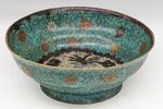 Antique Chinese Cloisonne Bowl Crane Peony 8.25" Qing Republic Period No Cracks