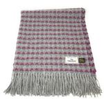 100% Wool Blanket/Throw/Rug - Grey & Purple Geometric Check