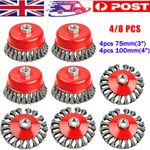 4/8pcs Twist Knot Semi Flat Wire Wheel Cup Brush Set Kit For 115mm Angle Grinder