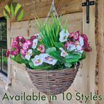 Best Artificial Faux Pansy Spring Flower with Decorative Rattan Hanging Basket