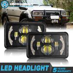 Pair 4x6" Square LED Headlights H4 Sealed Beam For Peterbilt Kenworth Chevy GMC