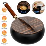 Cast Iron Pot Hand-Forged Wok Pan Non Stick Anti-Scalding Handle With Lid 28CM