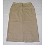 Vintage 80s Pencil Skirt Forenza Size 16 Khaki Cotton Back Slit Made USA