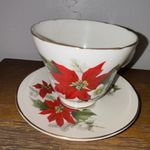 Crown Trent Bone China Christmas Floral Cup & Saucer Set, Two-Piece