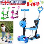 5in1 Kids Scooter 3 Wheels Kids Kick Push Flashing Led Light Up Adjustable Gift