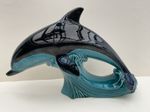 Vintage Poole Pottery figurine. Dolphin leaping through a wave 1970s