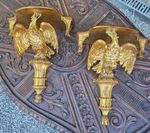 PAIR antique Wood carved gold gilt eagle wall console italian first half XXthc