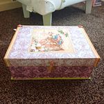 Handmade Floral Scrapbook Album with Lace & Ribbon Tie - Purple Pink With Box