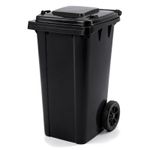 240L Black Wheelie Bin for Household Outdoor Garden Waste with Rubber Wheels