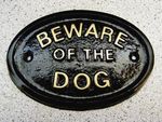 BEWARE OF THE DOG OR DOGS HOUSE DOOR PLAQUE SIGN (Gold or Silver Lettering)