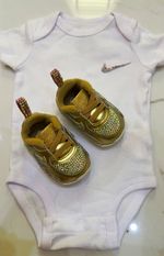 Nike Max 90 Crib QS Baby Trainers UK 0.5 EU 16 Gold Rhinestone CV2397-700
