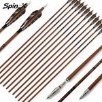 Spin-X Wood-Grain Pure Carbon Arrows ID6.2mm Spine300‑800,4" Turkey Feather