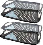 4 Pcs Anti-Slip Serving Kitchen Trays Black & Grey