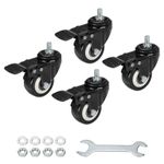 4pcs 2 Inch Swivel Threaded Stem Casters M8x15mm Thread PU Caster Wheel