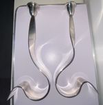 Guido Niest Heavyweight Silver Plated Cobra Ribbon Candlestick Pair Italy