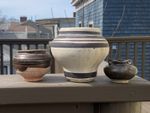 3 Chinese Brown/ Cizhou Jars, largest 4,2x4,3”