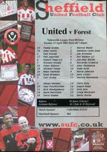 Sheffield United v Nottingham Forest 15/04/03 Team Sheet Division 1 [P]