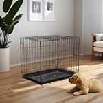 Small Medium Dog Crate Pet Cage with Tray Black Wire Metal Training Carrier UK