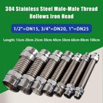 304 Stainless Steel Corrugated Pipe Bellows Iron Head DN15/20/25 Hose Connector