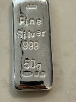 Silver Ingot bar 50gram  999 Fine  full hallmark Bullion Grade Bar Hand Poured