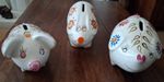 Three Arthur Wood Pottery Piggy Banks Numbered