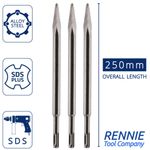 SDS Plus Moil Point Chisel Bit x 250mm Long 1/2/3 Pieces. Pointed SDS Chisel 