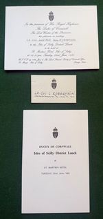 Prince Charles Duchy of Cornwall Royal Invitation Menu Isles of Scilly