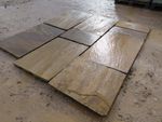 600mm X Random Lengths 50/75mm In Thickness, Buff Riven Yorkstone Paving Slabs